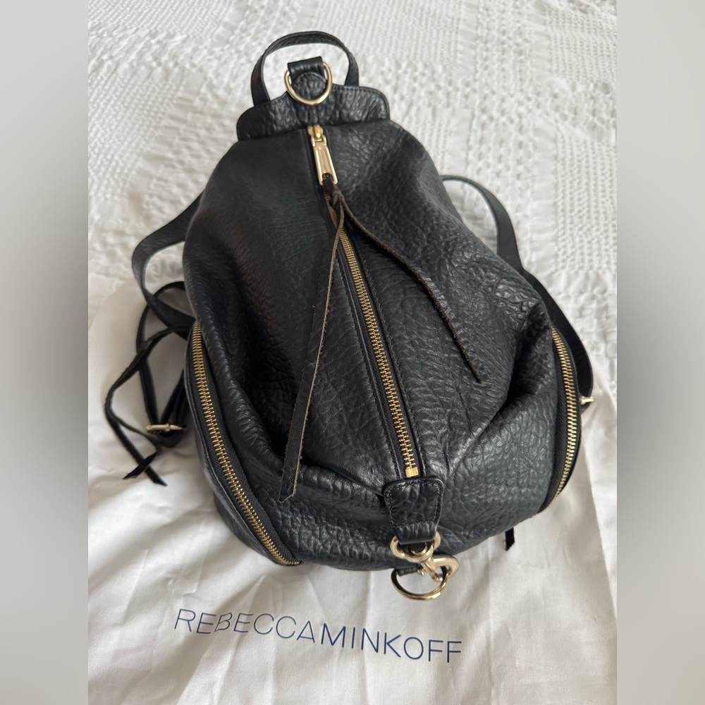 Rebecca Minkoff Julian Black Backpack Gold hardware